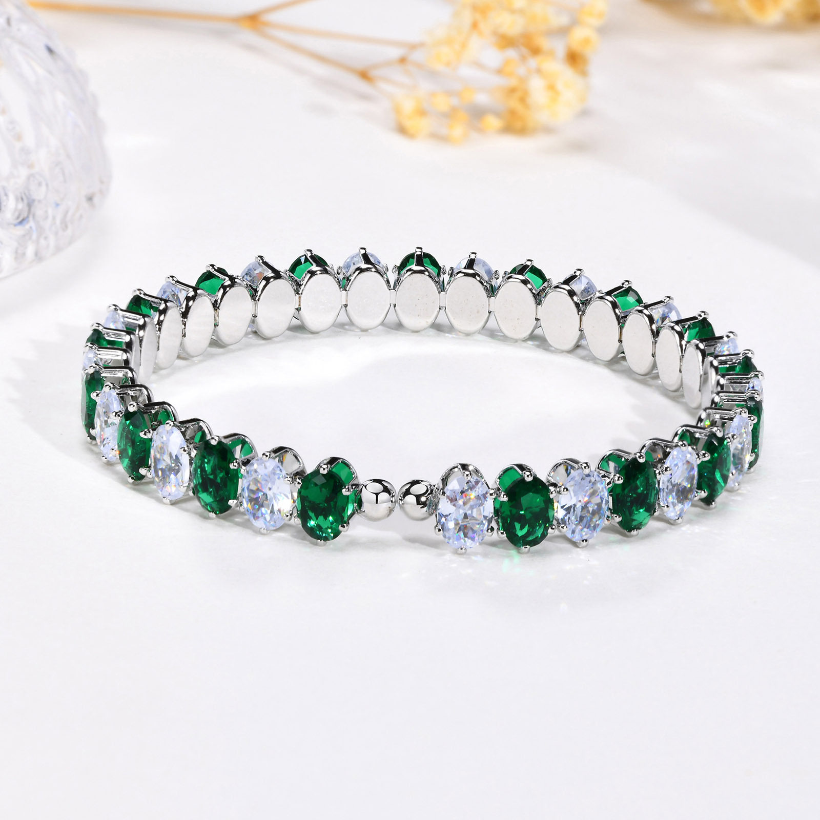Vibrant Women's Oval Zircon Bracelet - Fashionable Colorful Accessory - Image 8