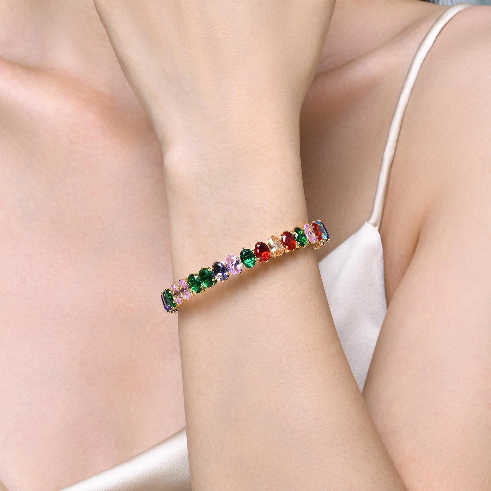 Vibrant Women's Oval Zircon Bracelet - Fashionable Colorful Accessory - Image 25