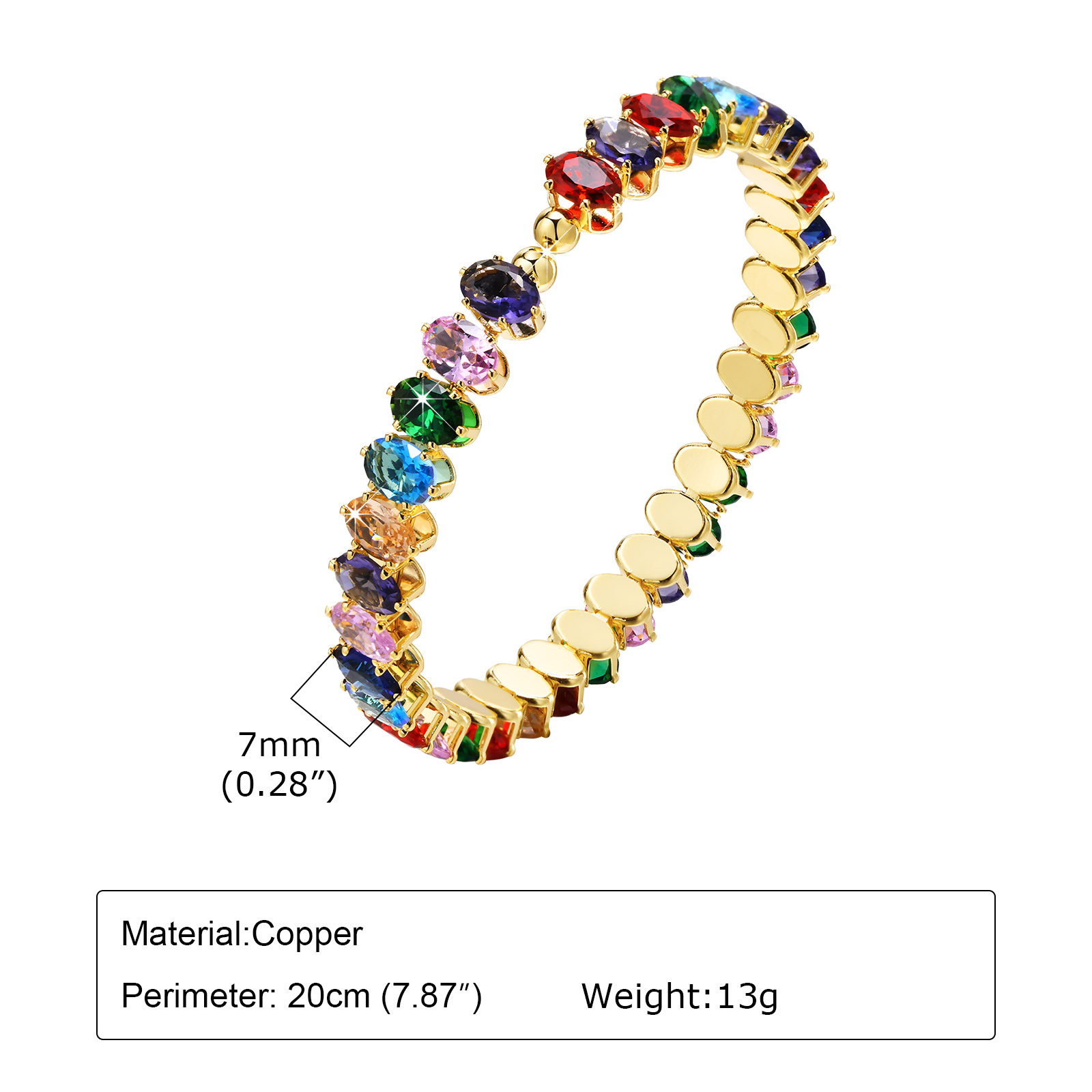Vibrant Women's Oval Zircon Bracelet - Fashionable Colorful Accessory - Image 29
