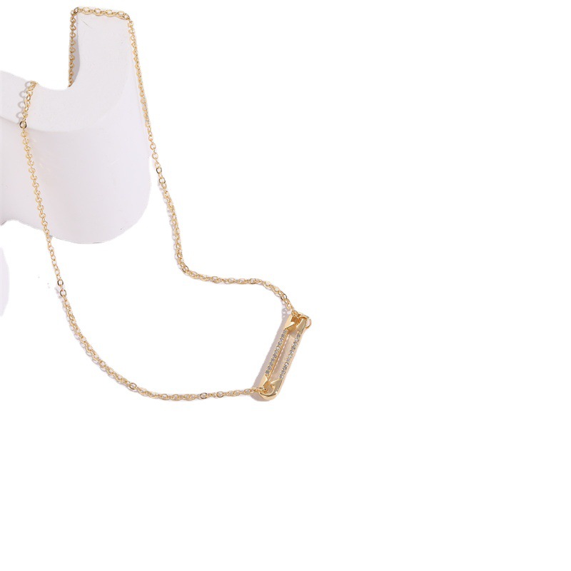 Personalized 14k Necklace with Versatile Pin Zircon Pendant Clip Design - Image 10