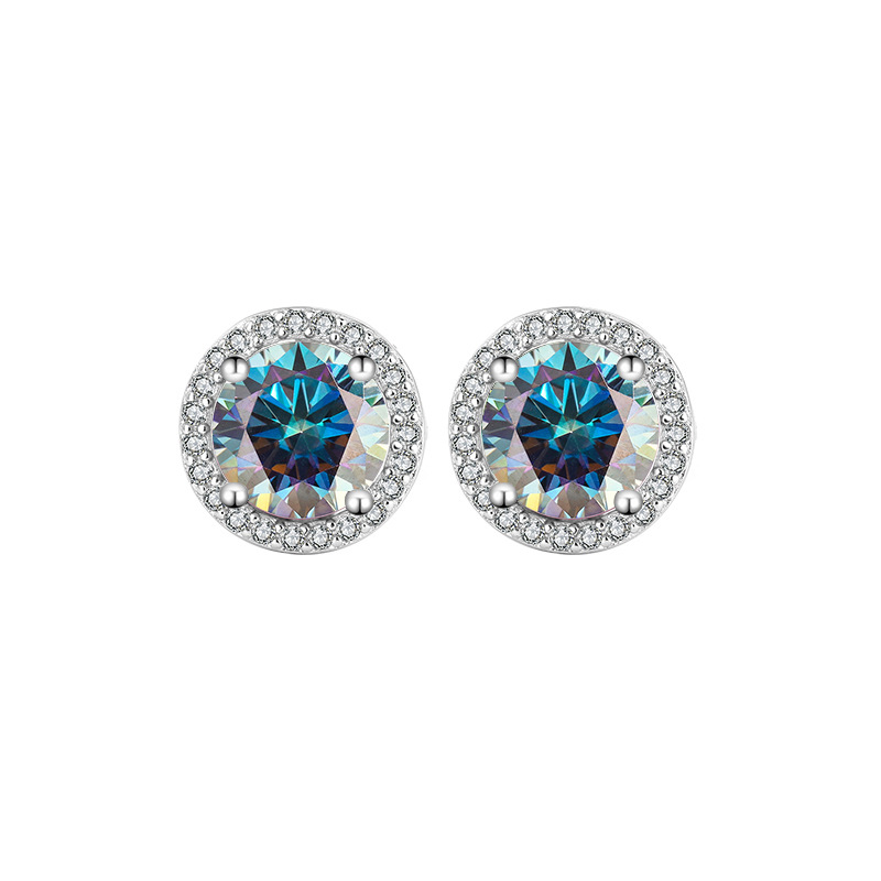 S925 Sterling Silver Authentic Moissanite Round Stud Earrings - Elegant & Timeless