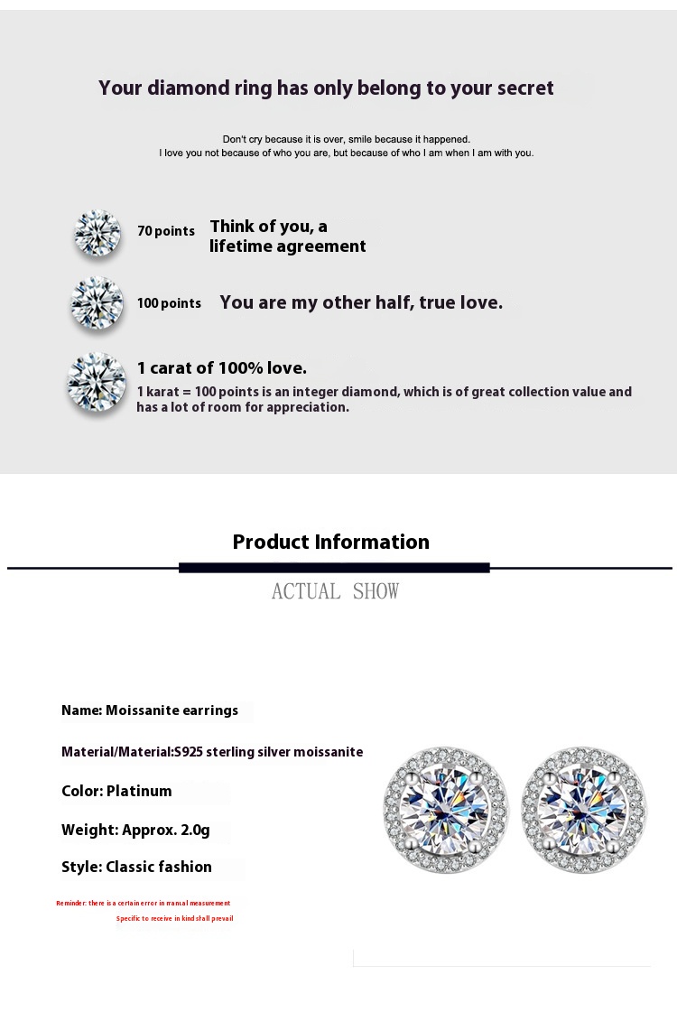 S925 Sterling Silver Authentic Moissanite Round Stud Earrings - Elegant & Timeless - Image 3