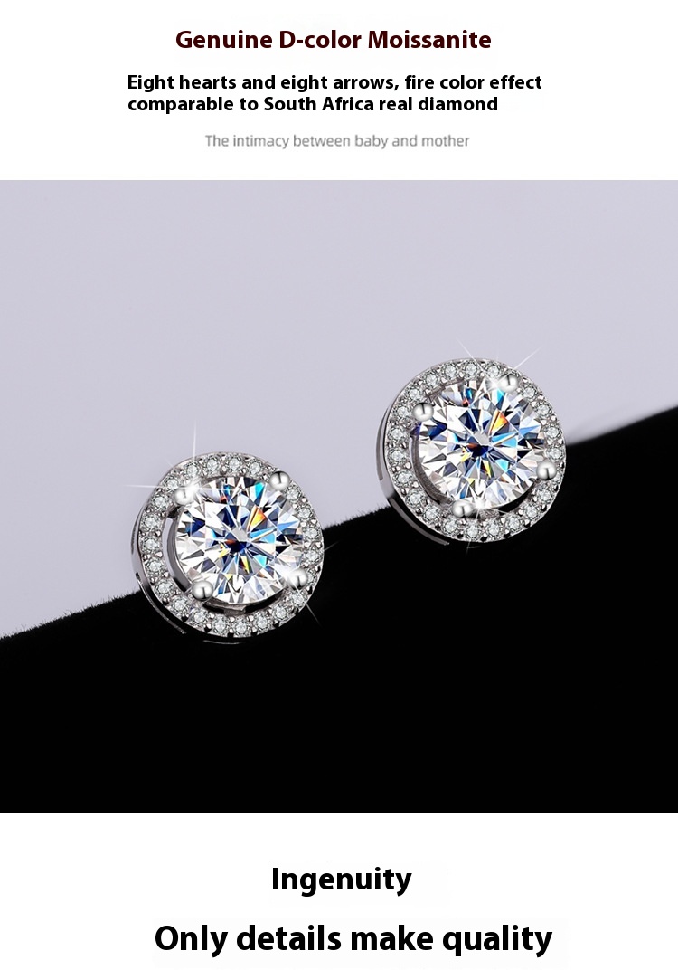 S925 Sterling Silver Authentic Moissanite Round Stud Earrings - Elegant & Timeless - Image 4