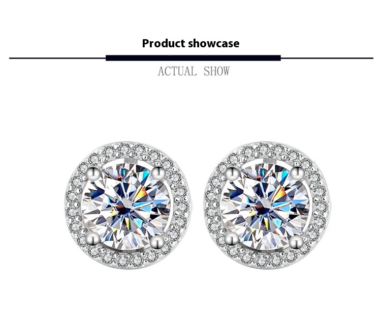 S925 Sterling Silver Authentic Moissanite Round Stud Earrings - Elegant & Timeless - Image 6