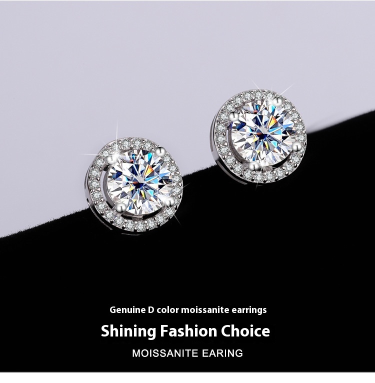 S925 Sterling Silver Authentic Moissanite Round Stud Earrings - Elegant & Timeless - Image 8
