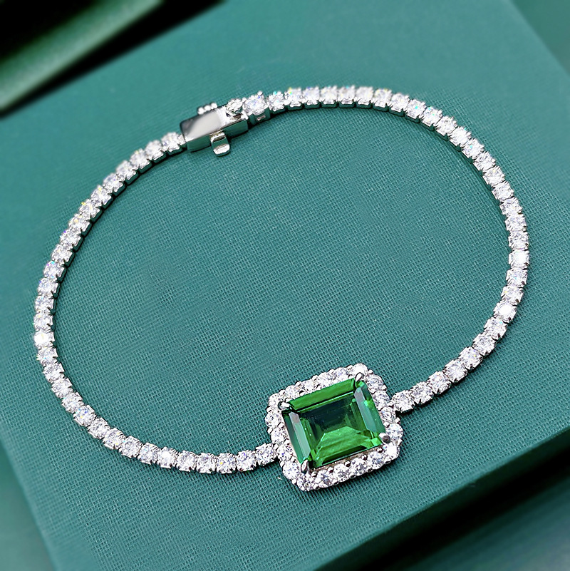 S925 Sterling Silver 810 Emerald Bracelet with Stunning Synthetic Gemstones - Image 3
