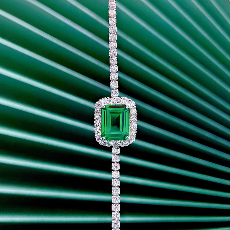 S925 Sterling Silver 810 Emerald Bracelet with Stunning Synthetic Gemstones - Image 7