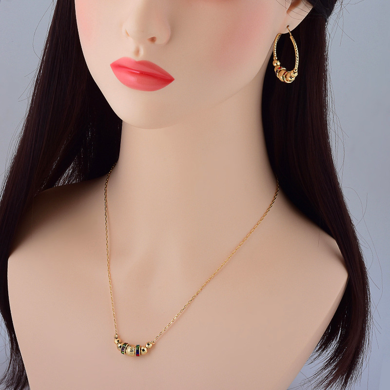 Vibrant Non-fading Colorful Beads Jewelry Set - Necklace & Earrings Duo