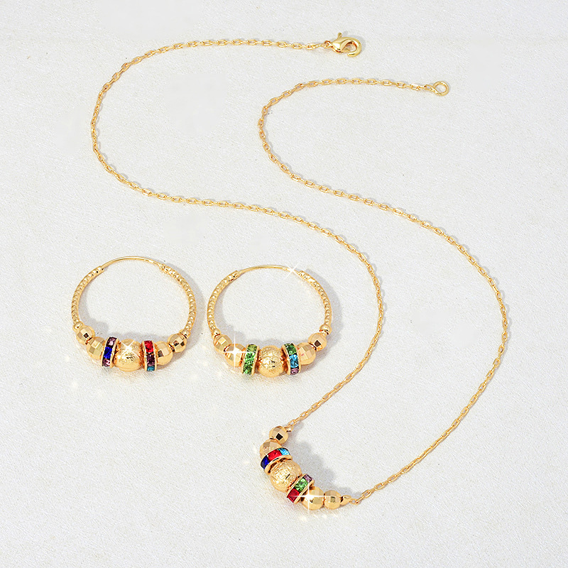 Vibrant Non-fading Colorful Beads Jewelry Set - Necklace & Earrings Duo - Image 3