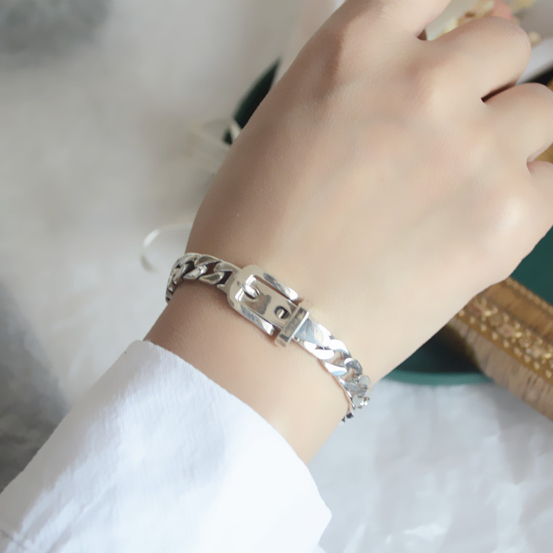 Stylish Women's 925 Sterling Silver Chain Belt Bracelet for Elegant Accessorizing