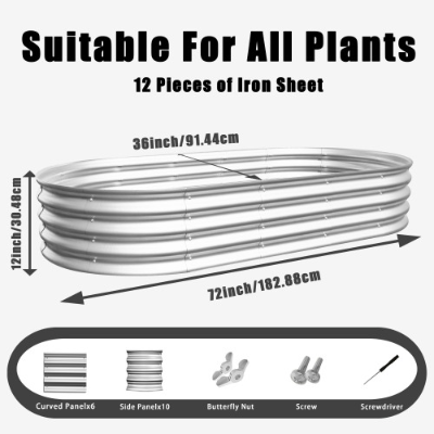 2Pcs 6x3x1ft Heavy Duty Galvanized Raised Garden Bed Kit for Outdoor Vegetables, Flowers & Herbs - Rust-Resistant, Easy Assembly Planter - Image 6