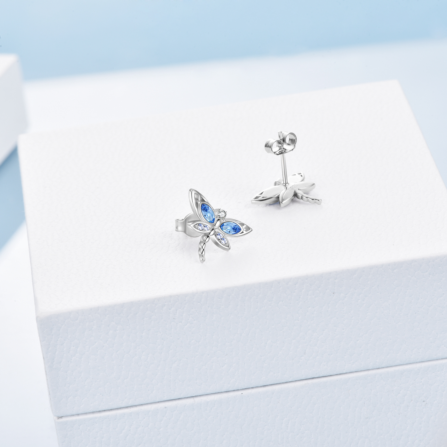 925 Sterling Silver Crystal Dragonfly Stud Earrings - Elegant Jewelry for Every Occasion - Image 3