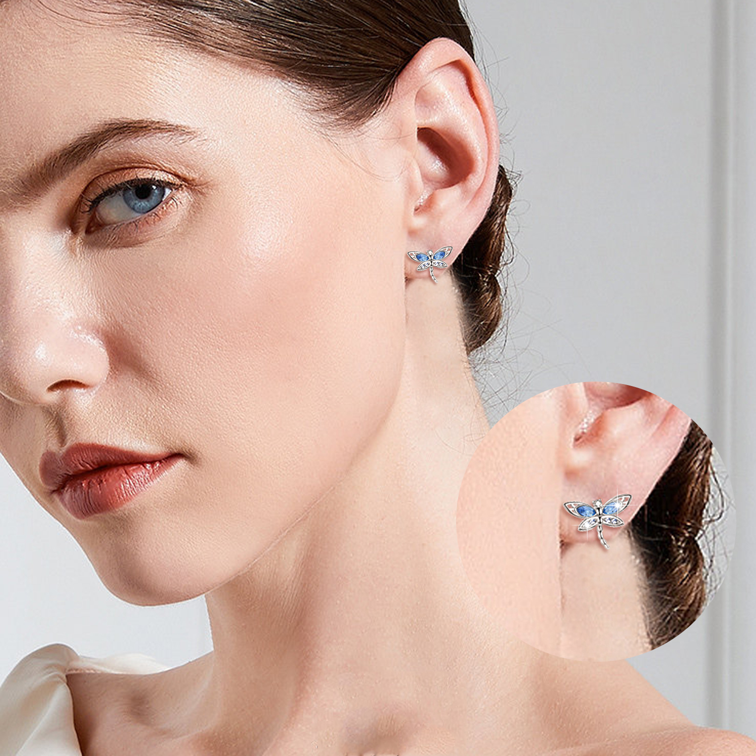 925 Sterling Silver Crystal Dragonfly Stud Earrings - Elegant Jewelry for Every Occasion - Image 4