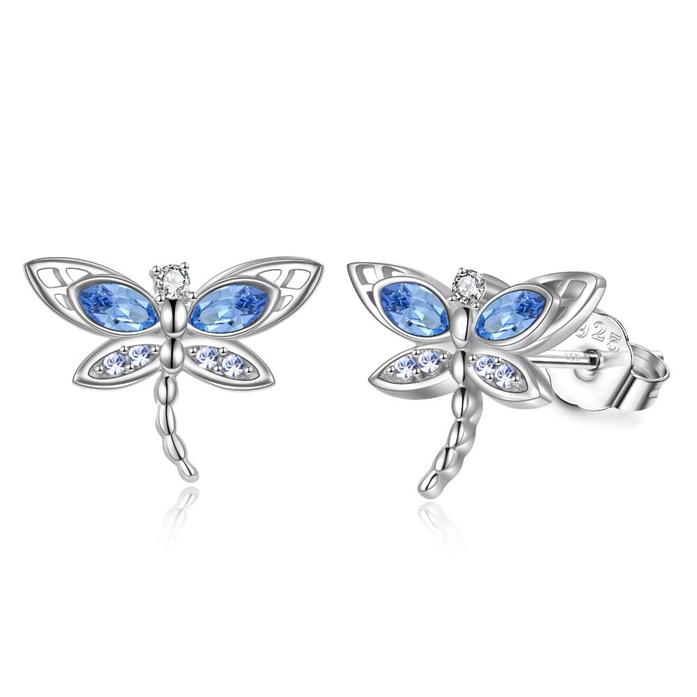 925 Sterling Silver Crystal Dragonfly Stud Earrings - Elegant Jewelry for Every Occasion - Image 6