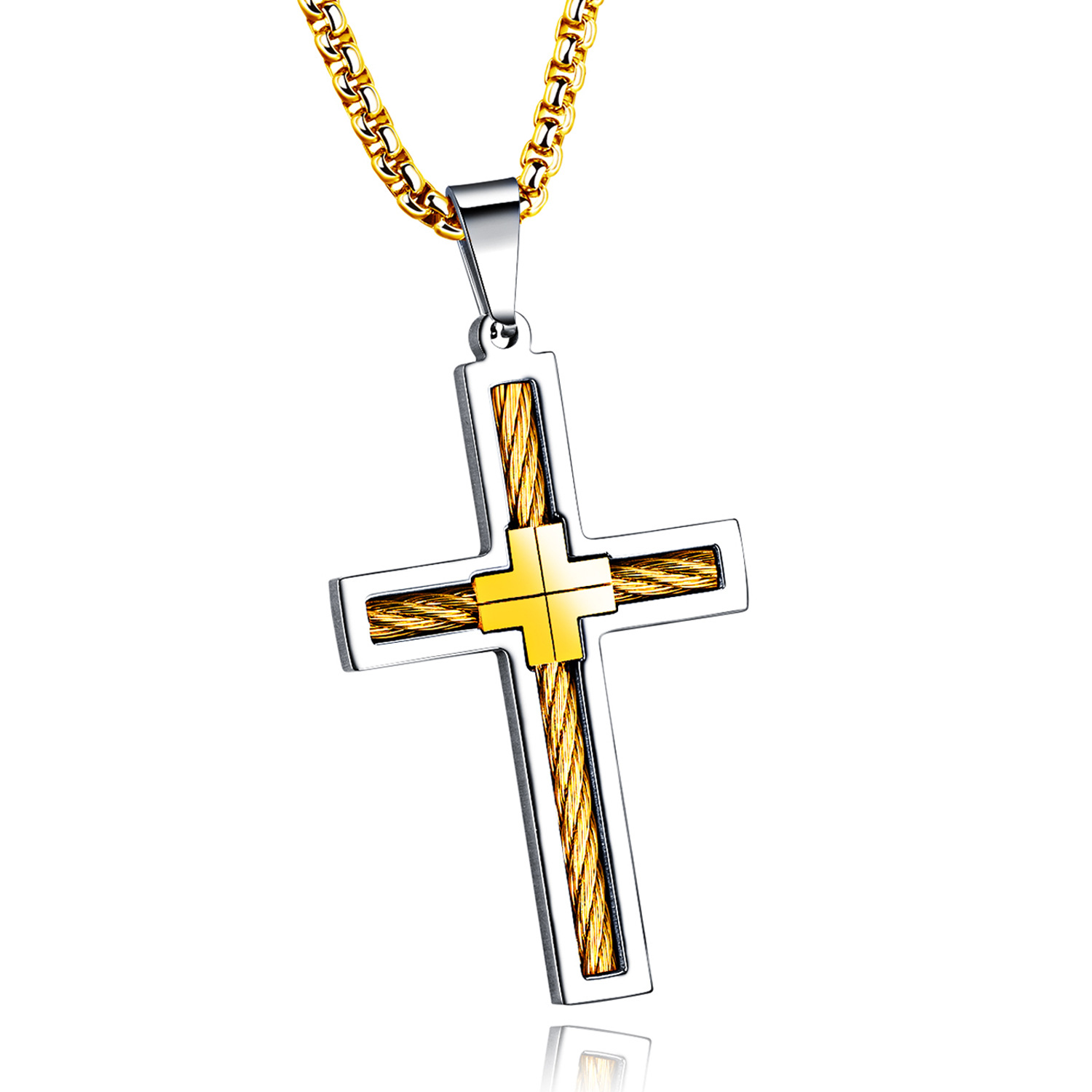 Titanium Steel Wire Cross Necklace for Men - Stylish & Durable Design - Image 4