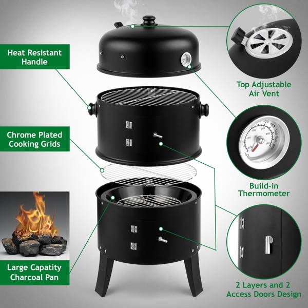 Premium Black Smoked Charcoal Oven for Perfect Grilling and Cooking