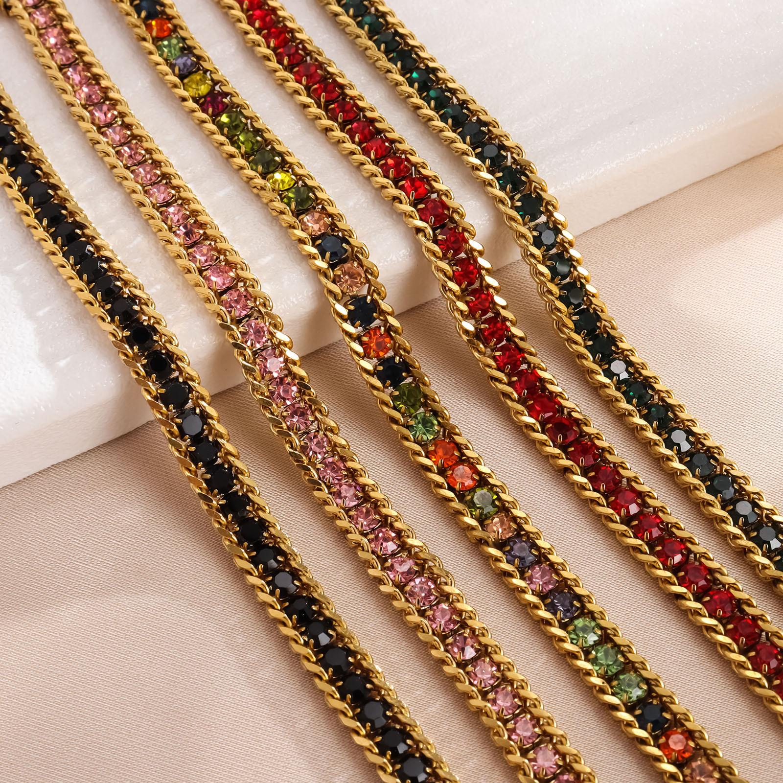 Stylish Three-Layer Stainless Steel Bracelet with Micro Diamonds - Fashionable Elegance - Image 2