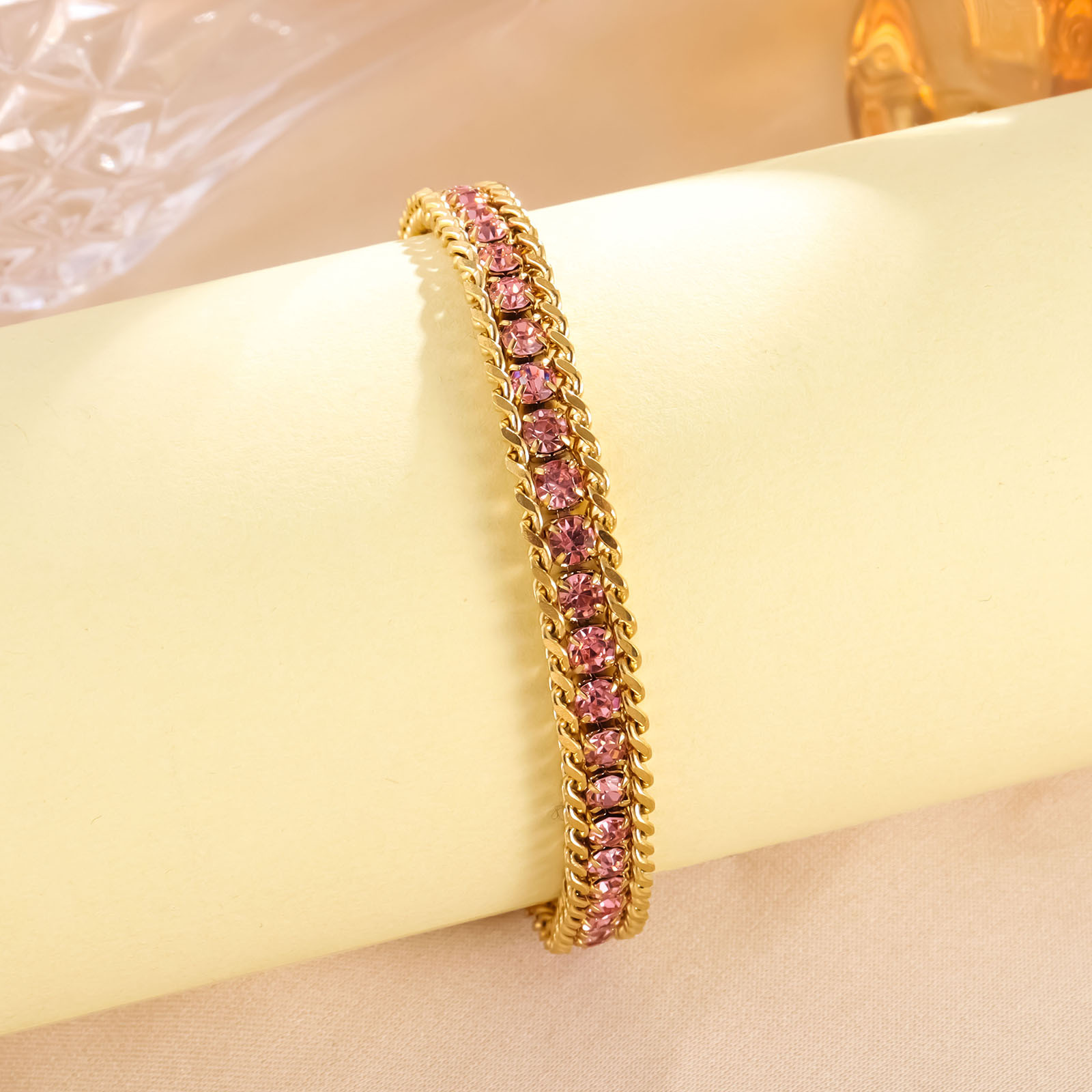 Stylish Three-Layer Stainless Steel Bracelet with Micro Diamonds - Fashionable Elegance - Image 6