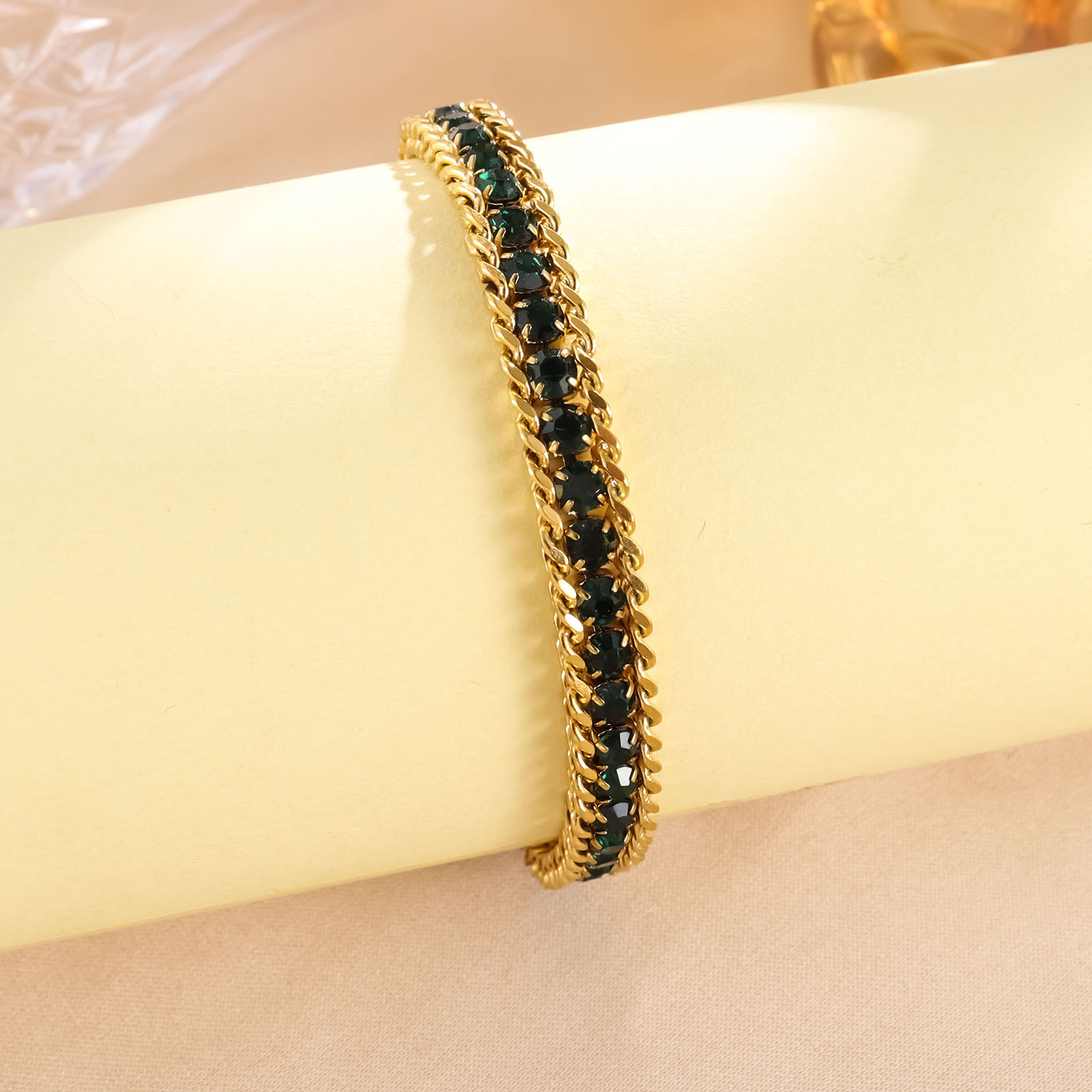 Stylish Three-Layer Stainless Steel Bracelet with Micro Diamonds - Fashionable Elegance - Image 7