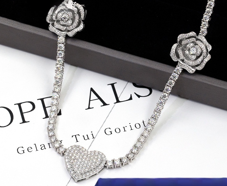 925 Silver Moissani Hip-Hop Personalized Rose Necklace Set - Stylish & Unique - Image 2