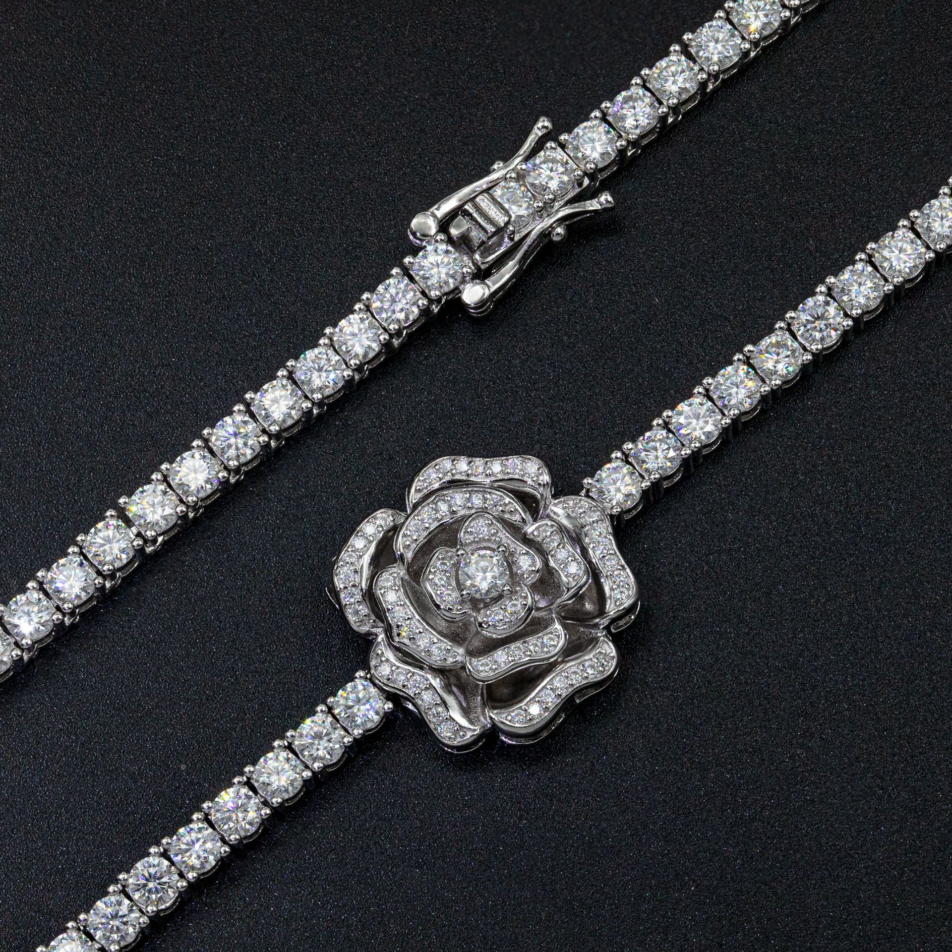 925 Silver Moissani Hip-Hop Personalized Rose Necklace Set - Stylish & Unique - Image 3