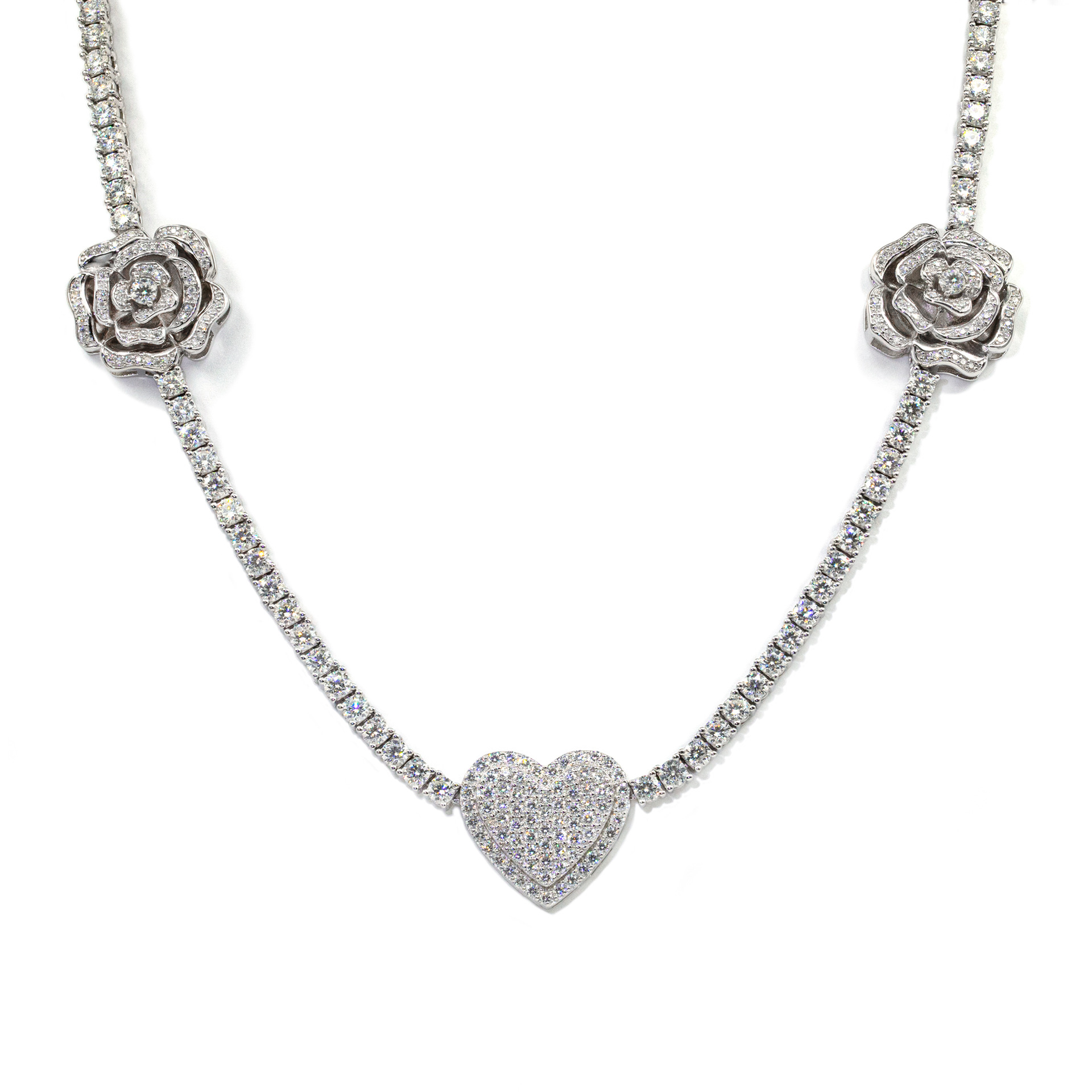 925 Silver Moissani Hip-Hop Personalized Rose Necklace Set - Stylish & Unique - Image 5