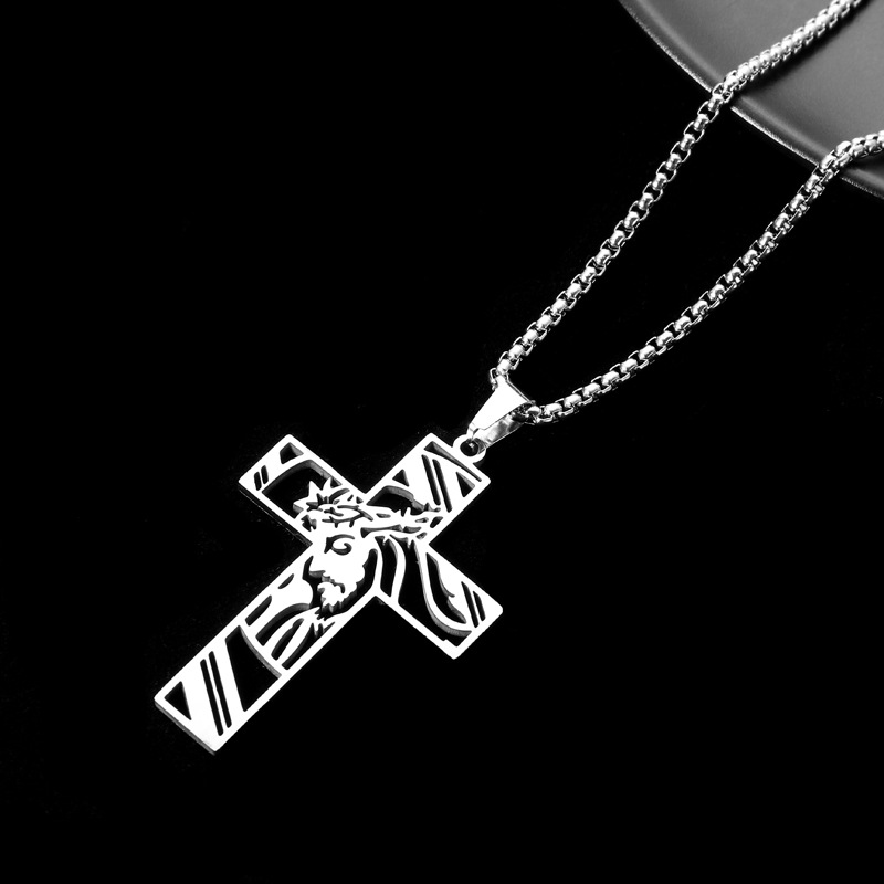 Stylish Stainless Steel Hollow Cross Pendant Necklace - Durable Titanium Steel - Image 8