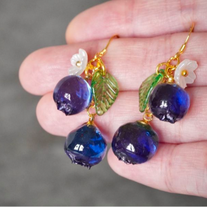 Summer Fruit Blueberry Earrings in 925 Silver - Stylish & Elegant Design