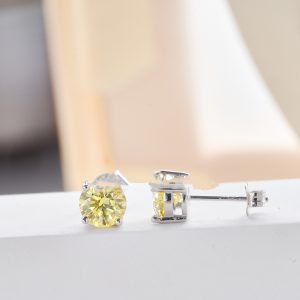 1CTX2 Lemon Yellow Moissanite Stud Earrings - Elegant and Radiant Jewelry
