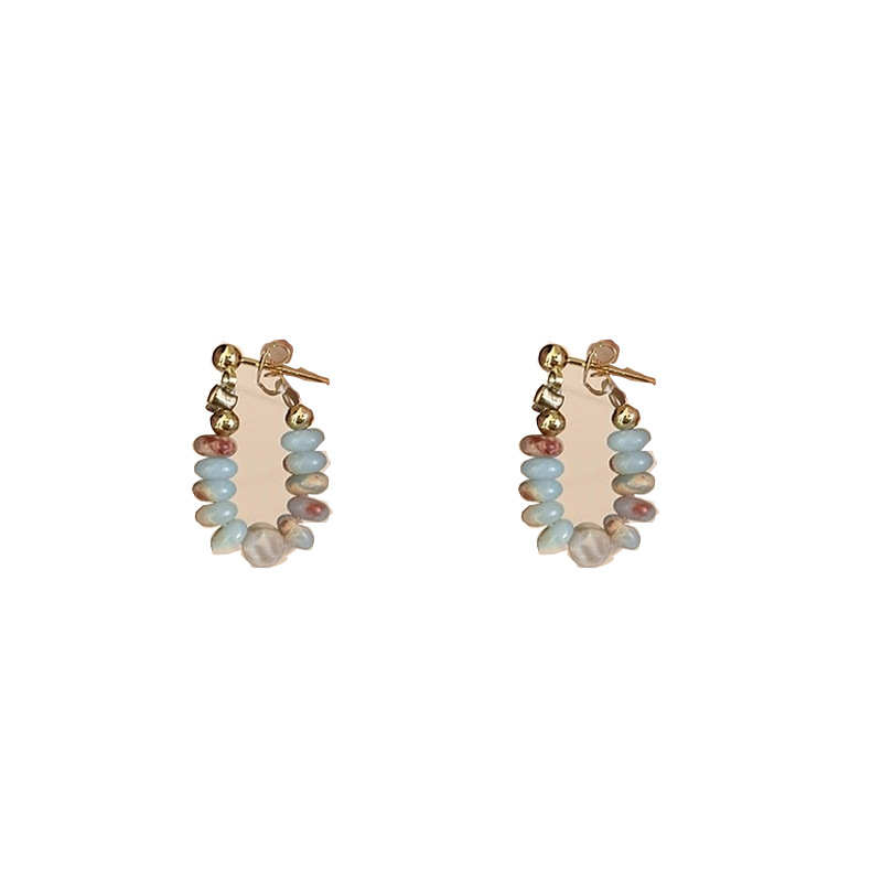 Vibrant Color Dopamine Shoushan Stone Pearl Earrings for Stylish Elegance - Image 5