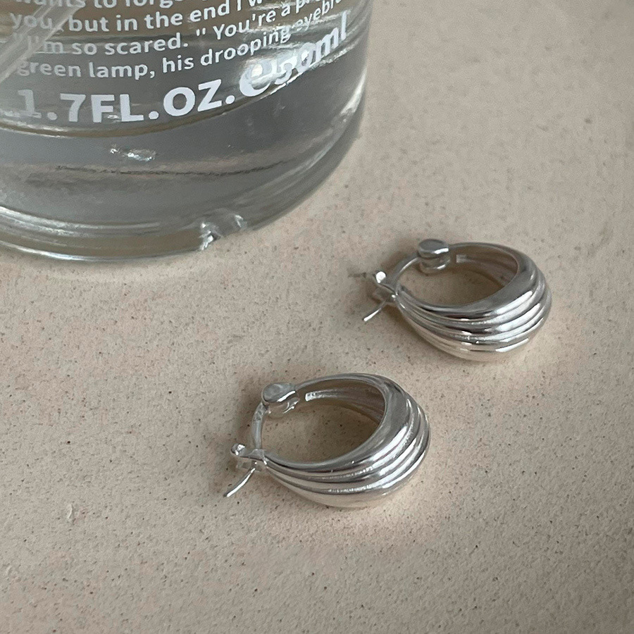 Elegant Simple Argent Pur Grain Earrings for Women - Timeless Style - Image 6