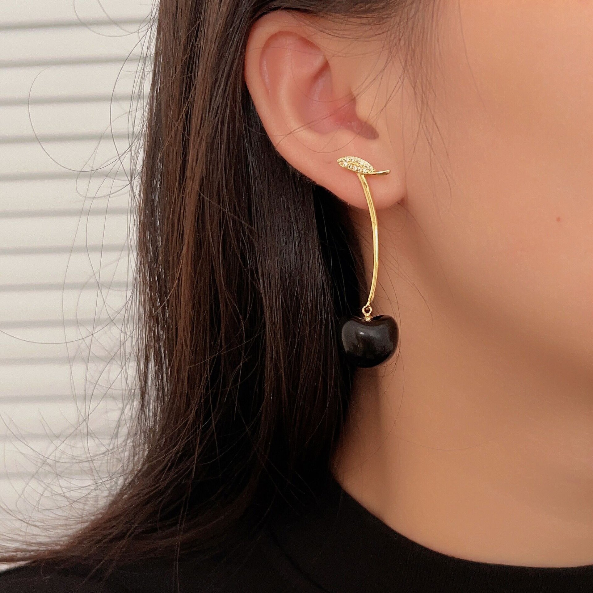Charming Sweet Black Red Cherry Earrings for Stylish Elegance