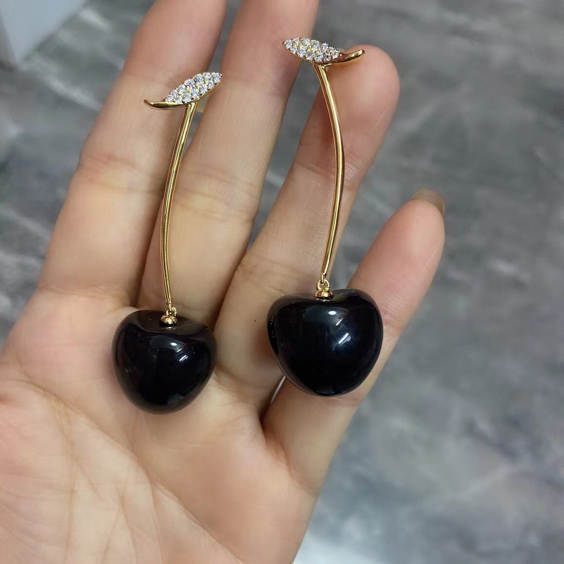 Charming Sweet Black Red Cherry Earrings for Stylish Elegance - Image 6