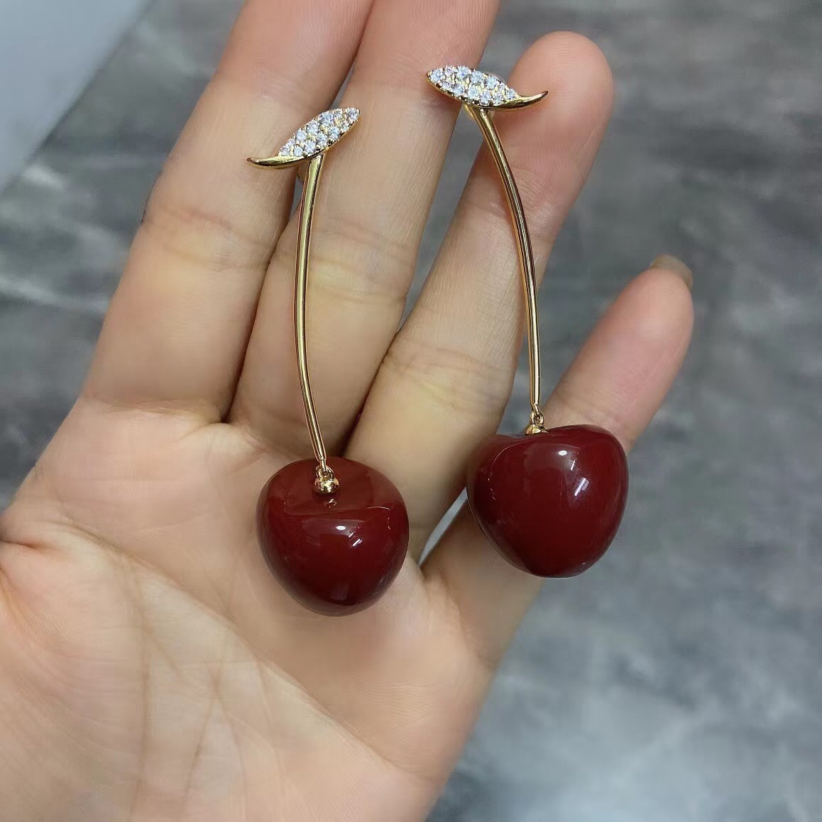 Charming Sweet Black Red Cherry Earrings for Stylish Elegance - Image 7