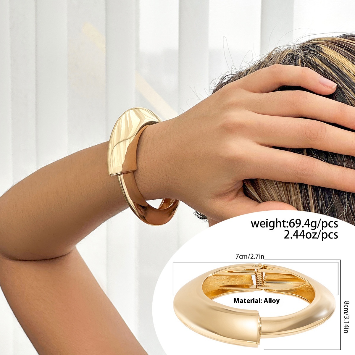 Stylish Metal Glossy Water Droplet Hugging Bracelet for Trendy Fashion - Image 3