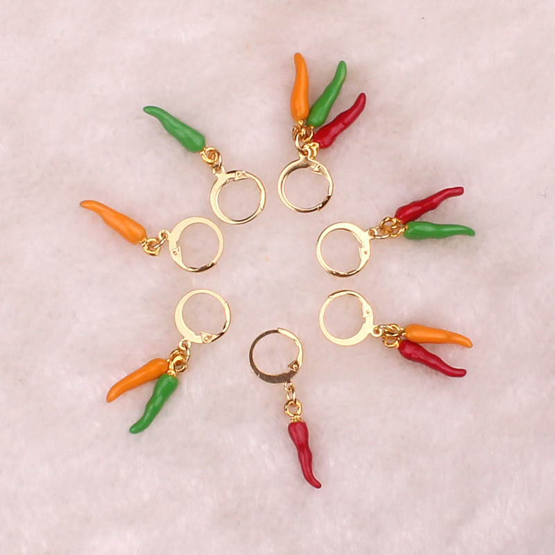 Trendy Three-Color Hip Hop Pepper Earrings - Stylish Ear Clips - Image 8