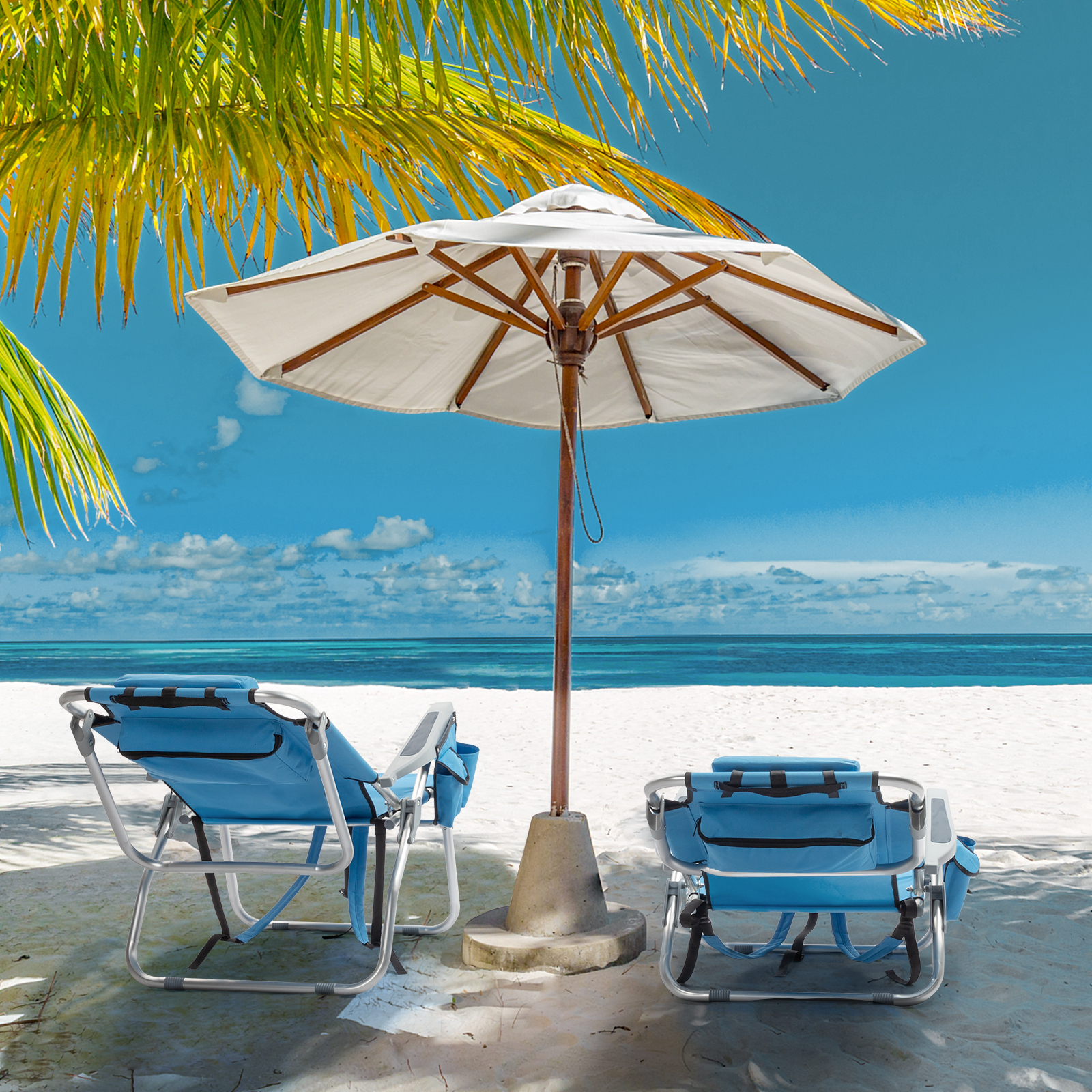 Heightened Blue Beach Chair - Comfortable & Stylish Outdoor Seating - Image 3