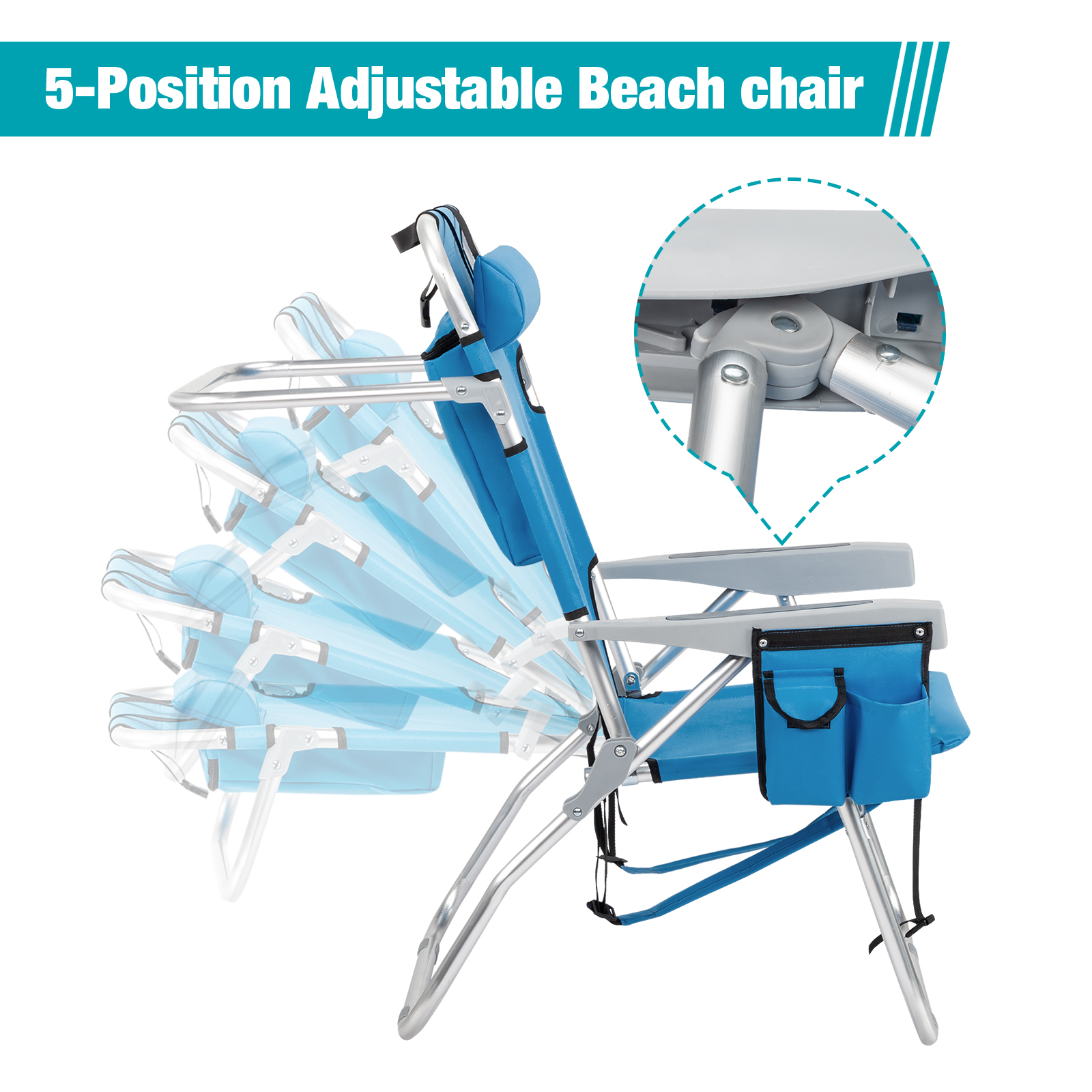 Heightened Blue Beach Chair - Comfortable & Stylish Outdoor Seating - Image 10