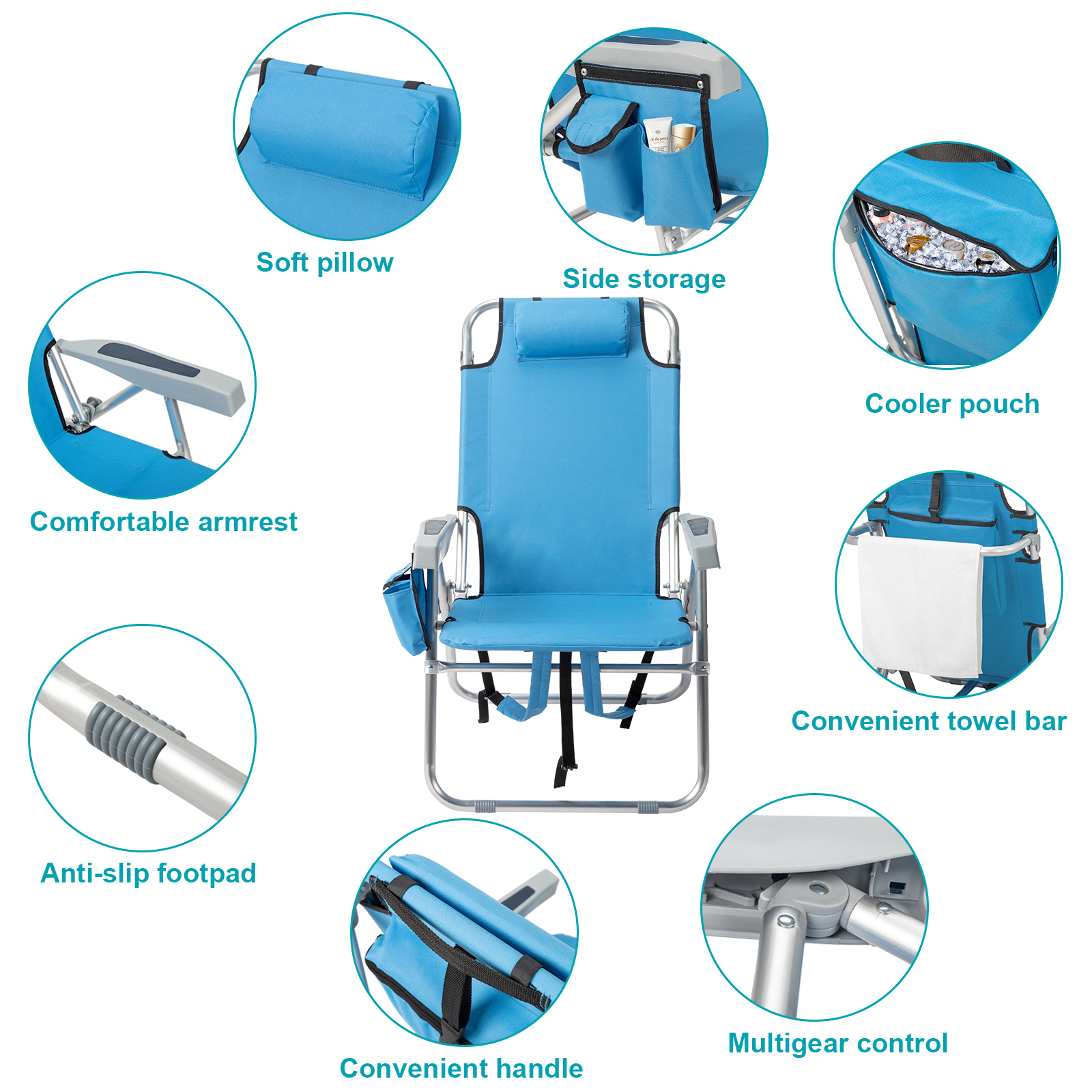 Heightened Blue Beach Chair - Comfortable & Stylish Outdoor Seating - Image 11