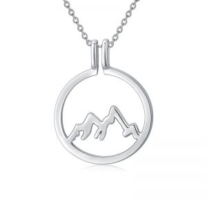 925 Sterling Silver Mountain Ring Holder Pendant Necklace - Round Shape Design