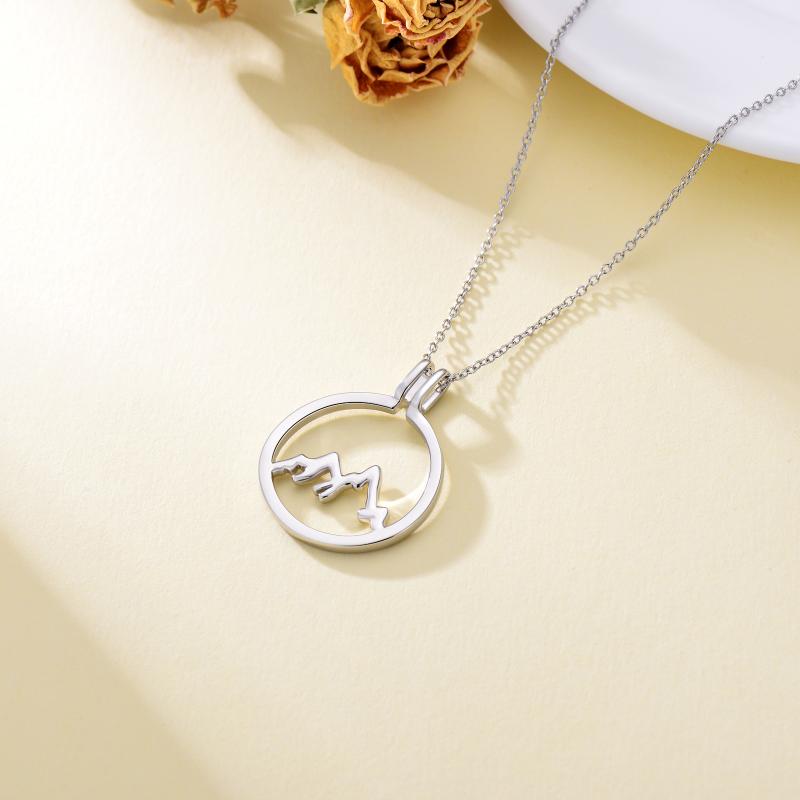 925 Sterling Silver Mountain Ring Holder Pendant Necklace - Round Shape Design - Image 3