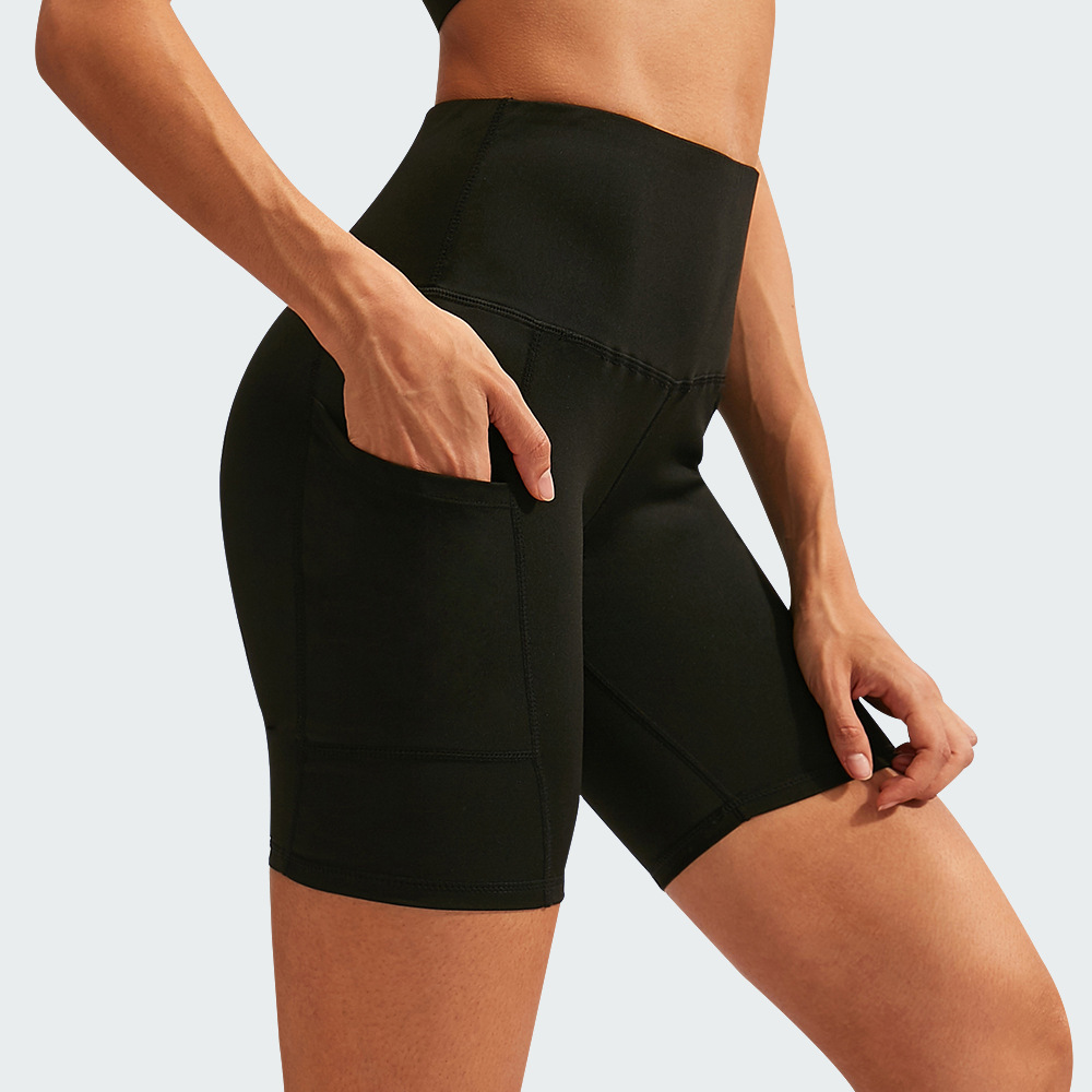 Women's High Waist Yoga Shorts with Diagonal Pocket - Quick-Drying Running Tights for Stretch Fitness Training - Image 9