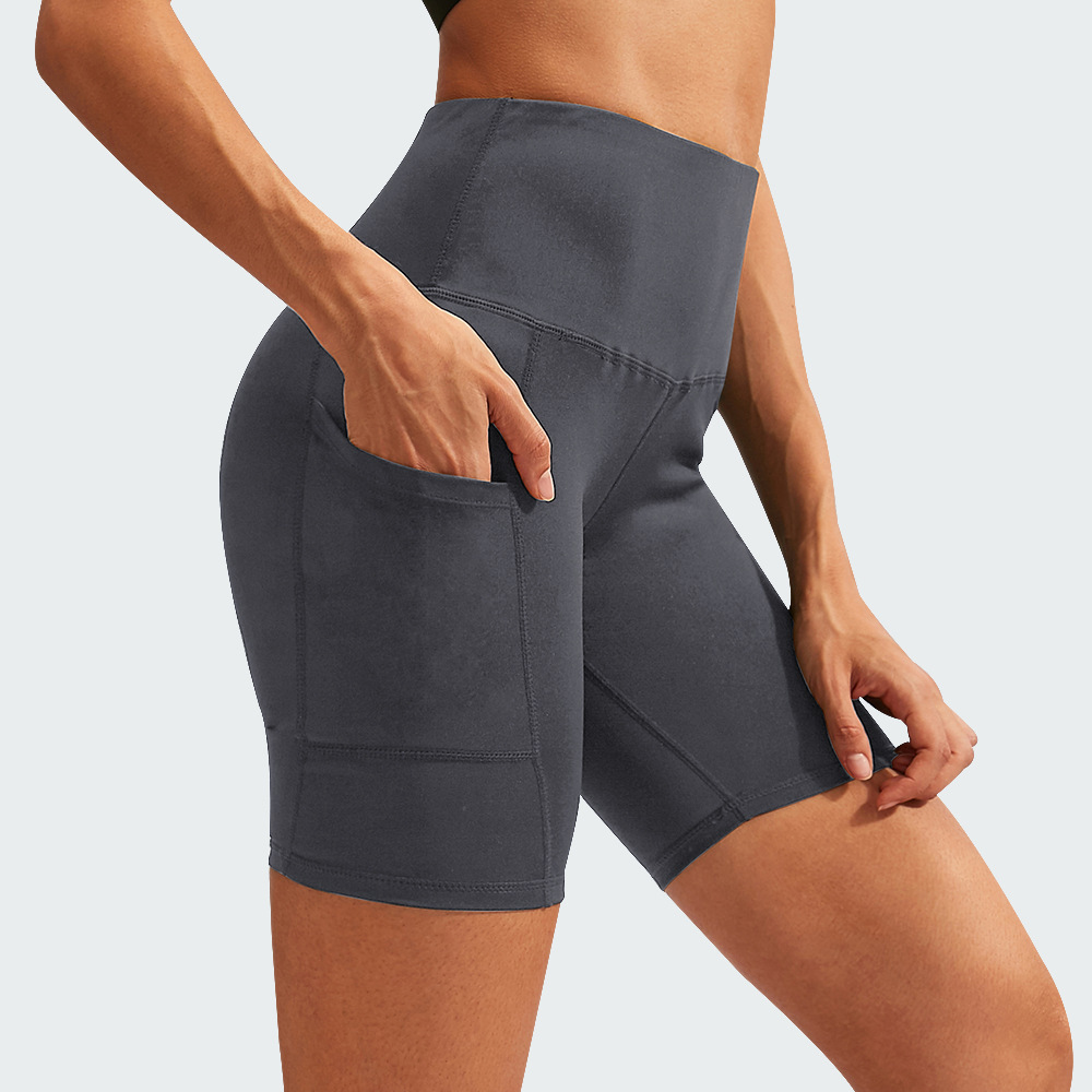 Women's High Waist Yoga Shorts with Diagonal Pocket - Quick-Drying Running Tights for Stretch Fitness Training - Image 10