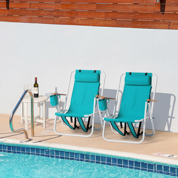 2-Pack Mint Green Beach Chair 23X21.7X31.5in - Perfect for Summer Relaxation