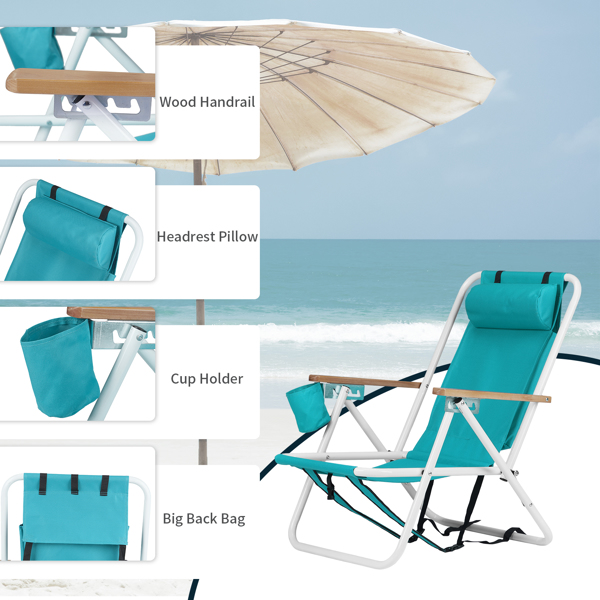 2-Pack Mint Green Beach Chair 23X21.7X31.5in - Perfect for Summer Relaxation - Image 12