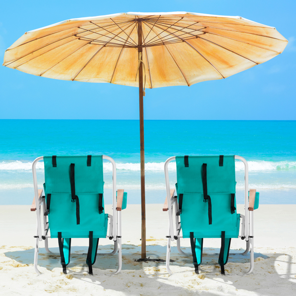 2-Pack Mint Green Beach Chair 23X21.7X31.5in - Perfect for Summer Relaxation - Image 14