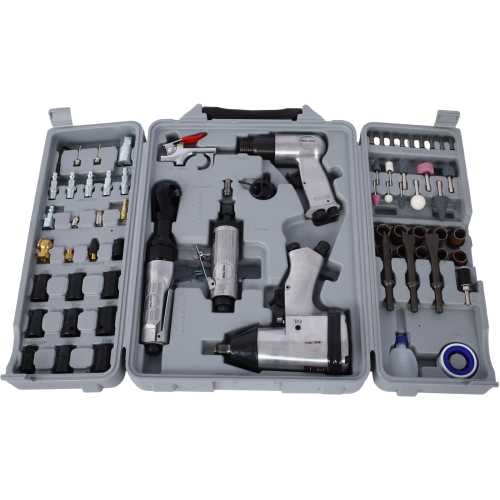 Comprehensive 71-Piece Air Tools & Accessories Kit: Impact Wrenches, Air Ratchets, Die Grinders, Air Hammers, Hose Fittings & Storage Solutions - Image 3