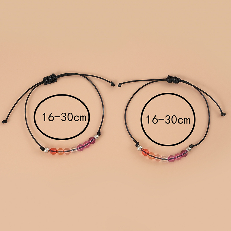 Vibrant Beaded Bisexual Couple Bracelet - Adjustable Acrylic Ball Weave for Women - Image 2