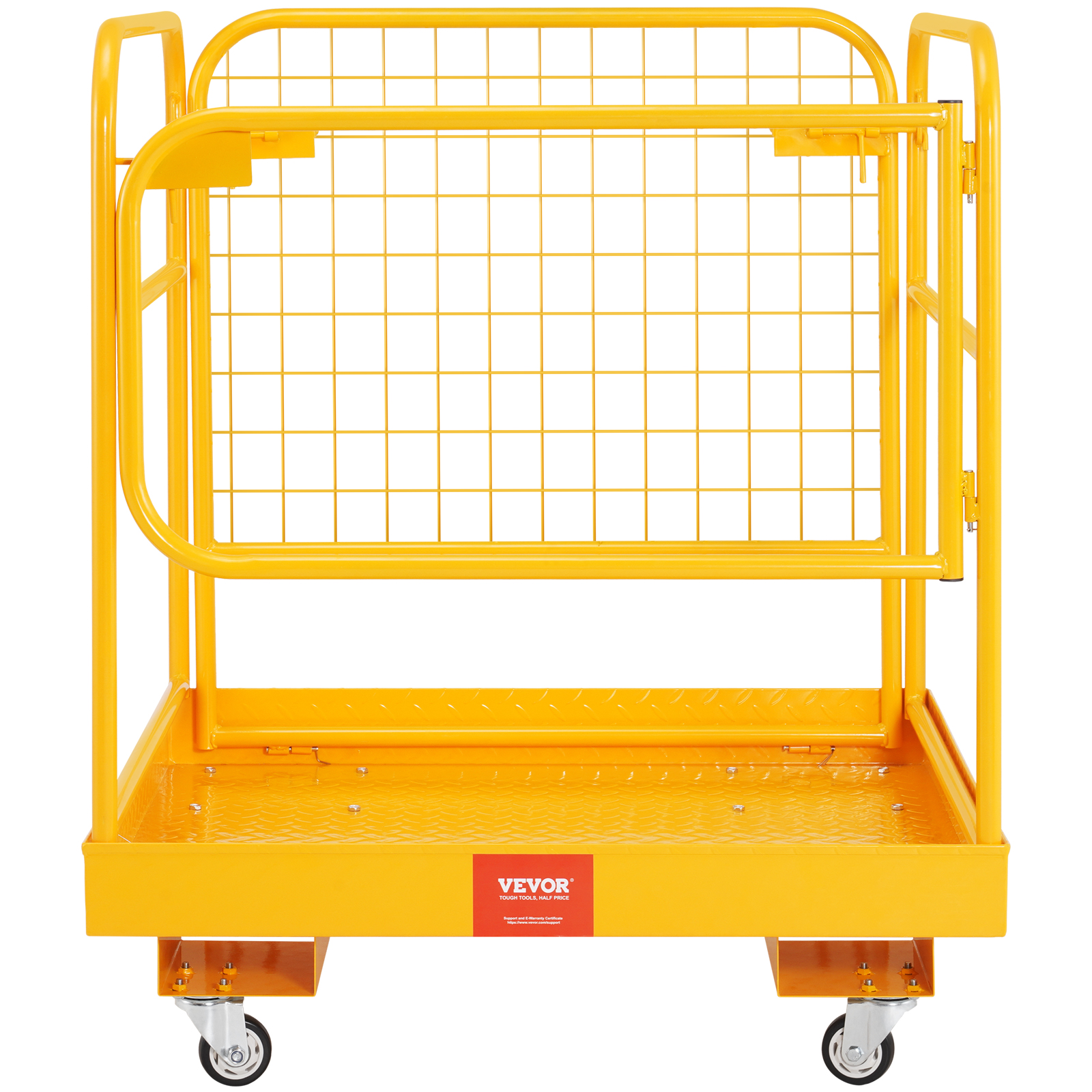 VEVOR Forklift Safety Cage - 1200 Lbs Capacity, 36x36 Folding Work Platform with Lockable Swivel Wheels, Drain Hole & Device Chain, Supports 1-2 Adults for Aerial Work - Image 6