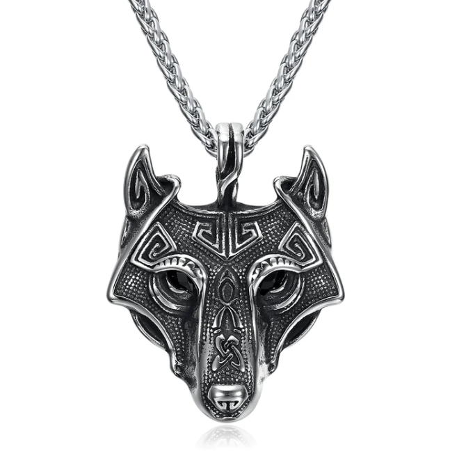 Asgard Norse Grey Wolf Head Pendant Necklace - Handcrafted Design - Image 3